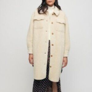 Joie Women’s Cream/Tan Sherpa Teddy Long Shirt Jacket Size XS